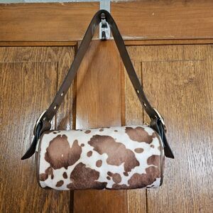 Brown Cream Cow Print Purse | Western Boho Crossbody Retro Look Bag